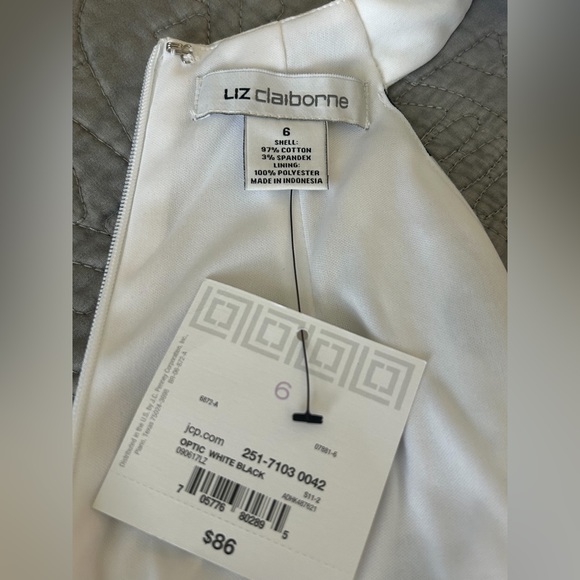 Liz Claiborne NWT White Black Polka Dot Dress 6 - Picture 4 of 7